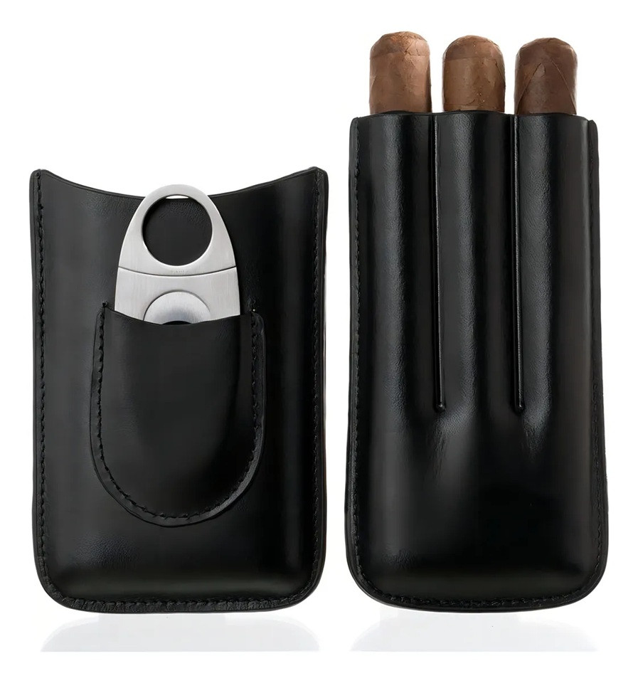 porta charutos de couro