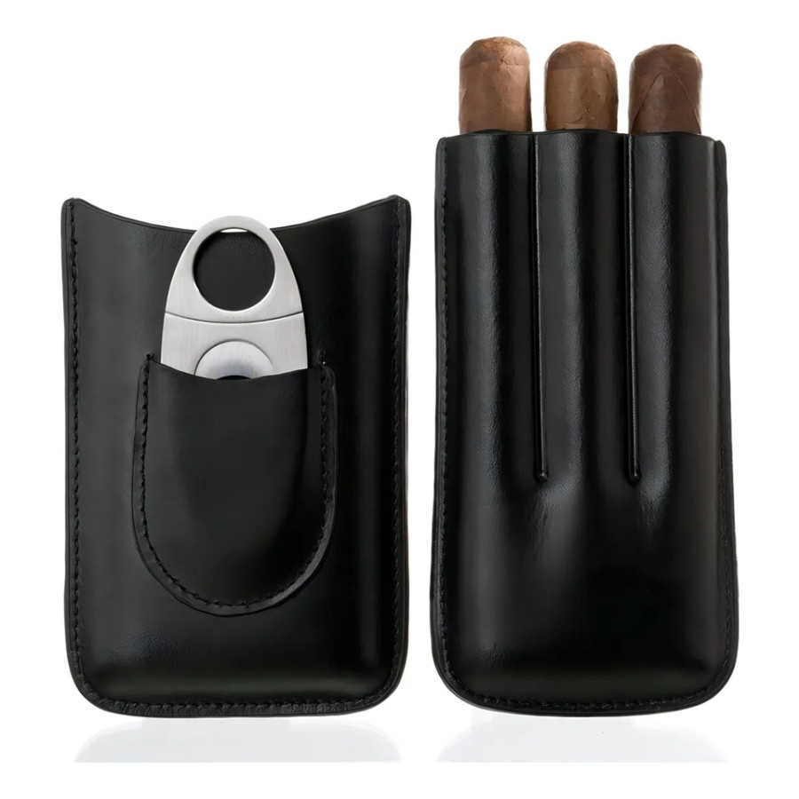 porta charutos de couro